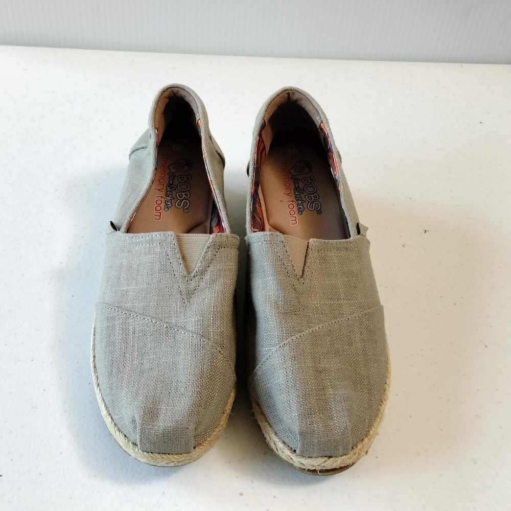 Skechers BOBS High Jinx Womens Espadrille Wedge Slip On Shoes 8 Travel Comfort